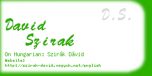 david szirak business card